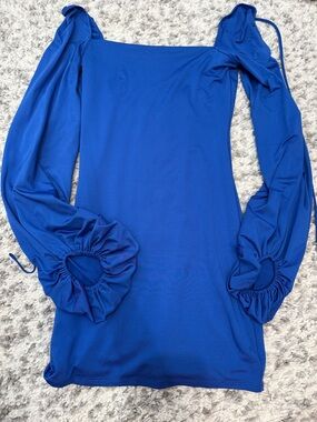 Lucy in the Sky Vibrant Blue Square Neck Mini Dress